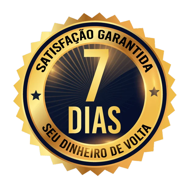 Selo de garantia de 7 dias, satisfação garantida